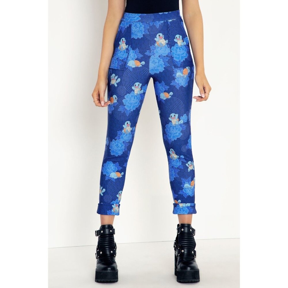 NWT BlackMilk x Pokemon Squirtle Flowers Cuffed Pants Fleece-lined Stretch XS